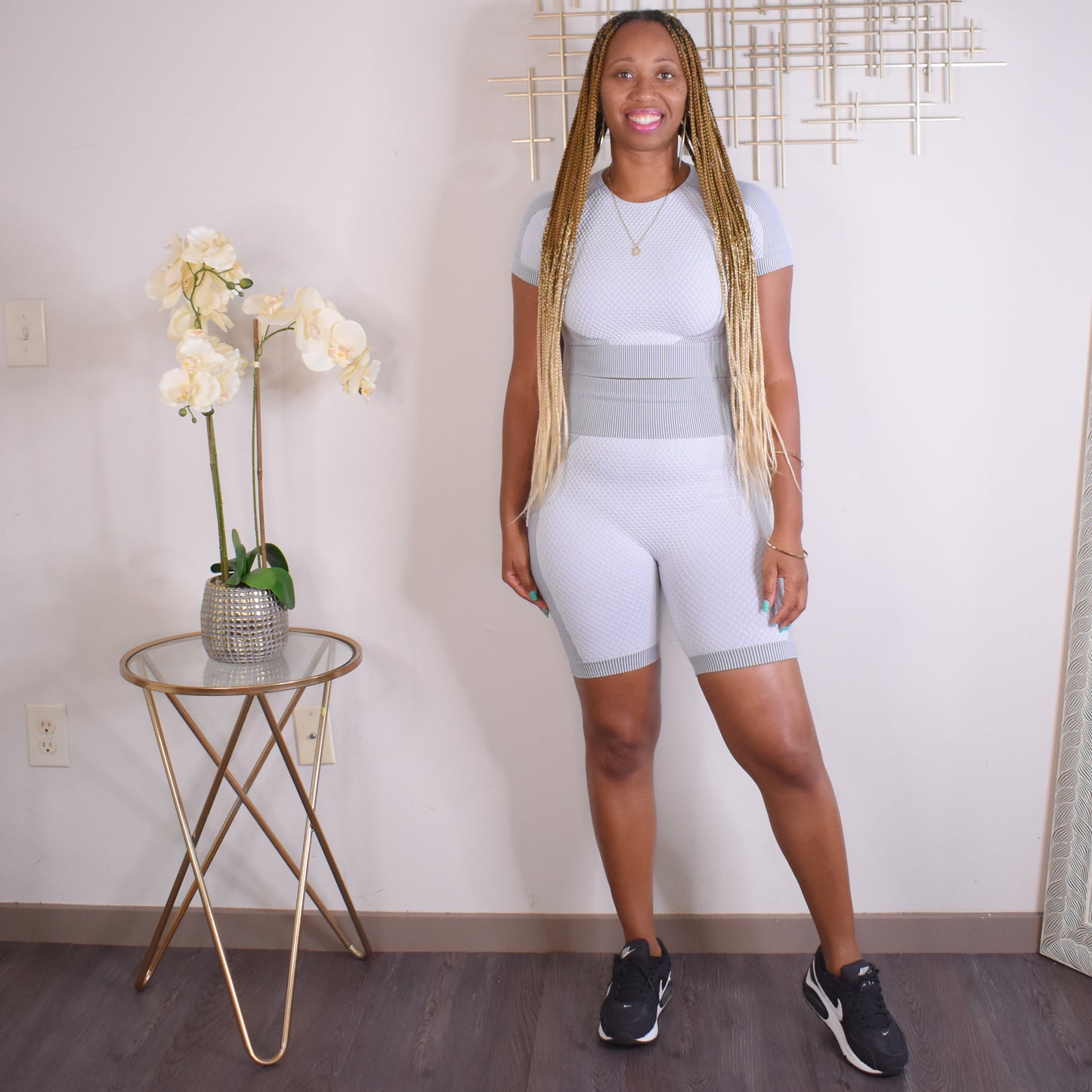 Shawty Active | Crop Top & Short Activewear Set - Gray
