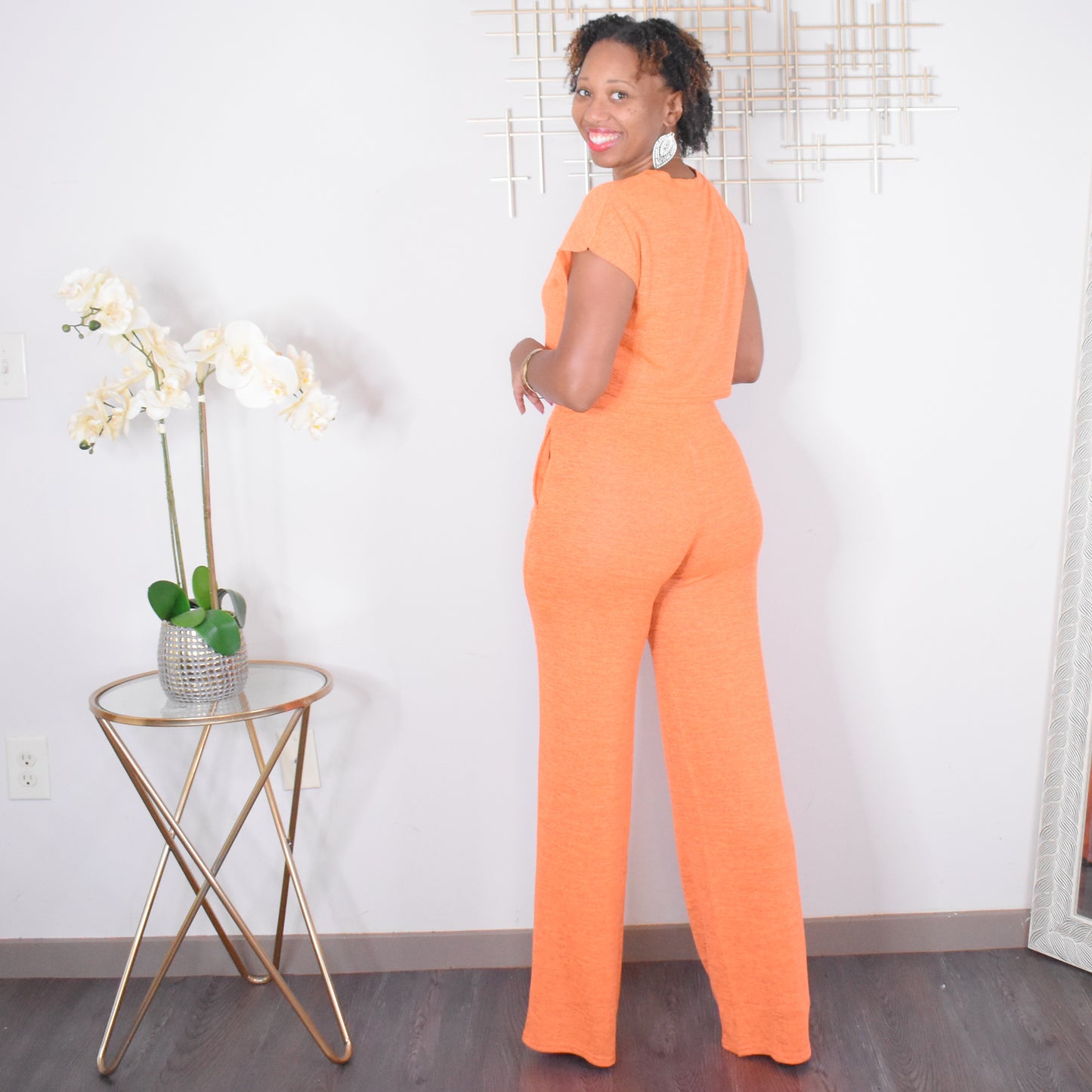Finding Comfort | Crop Top & Wide Leg Pant Set -Orange