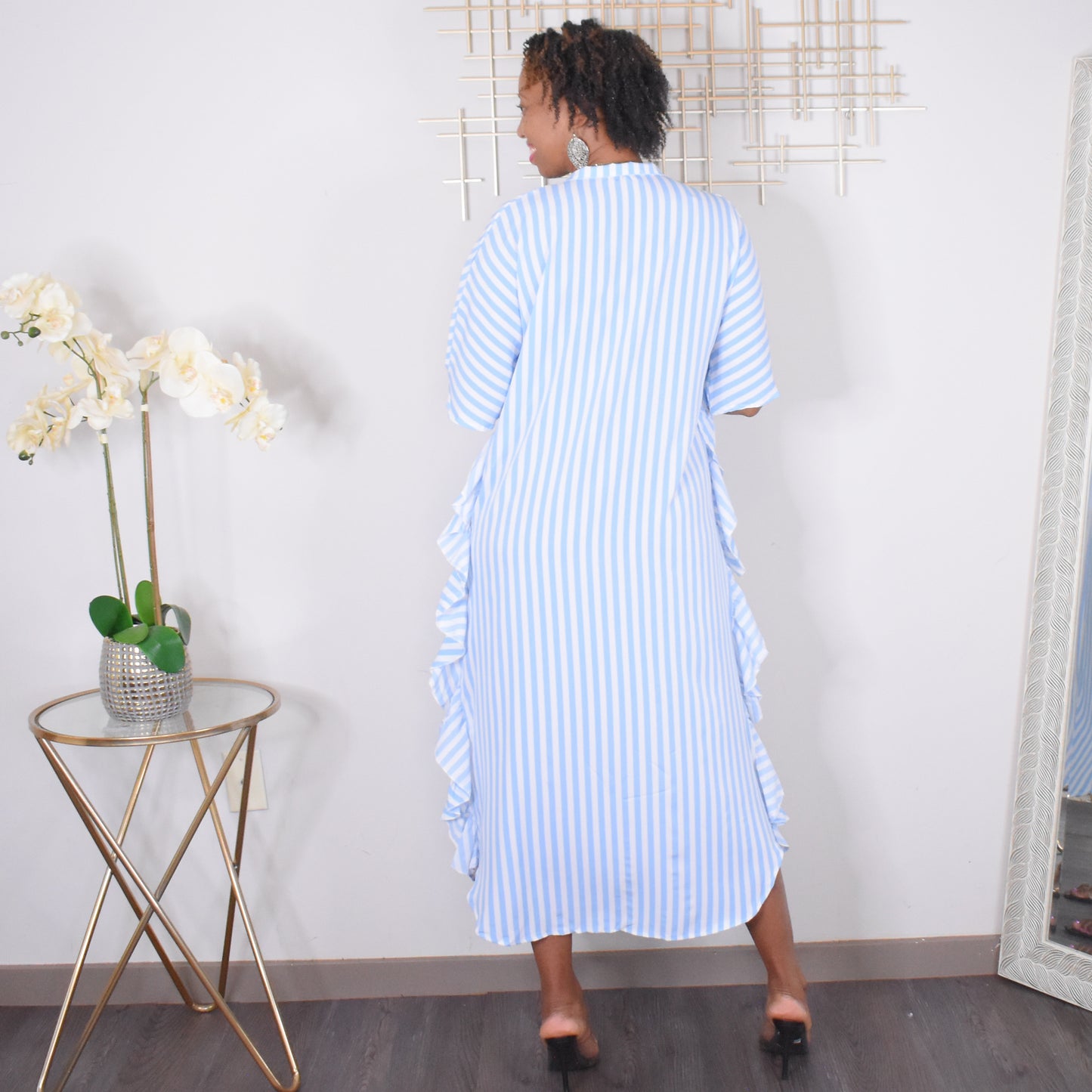 Ruffled Moments | Striped Button Down Shirt Dress
