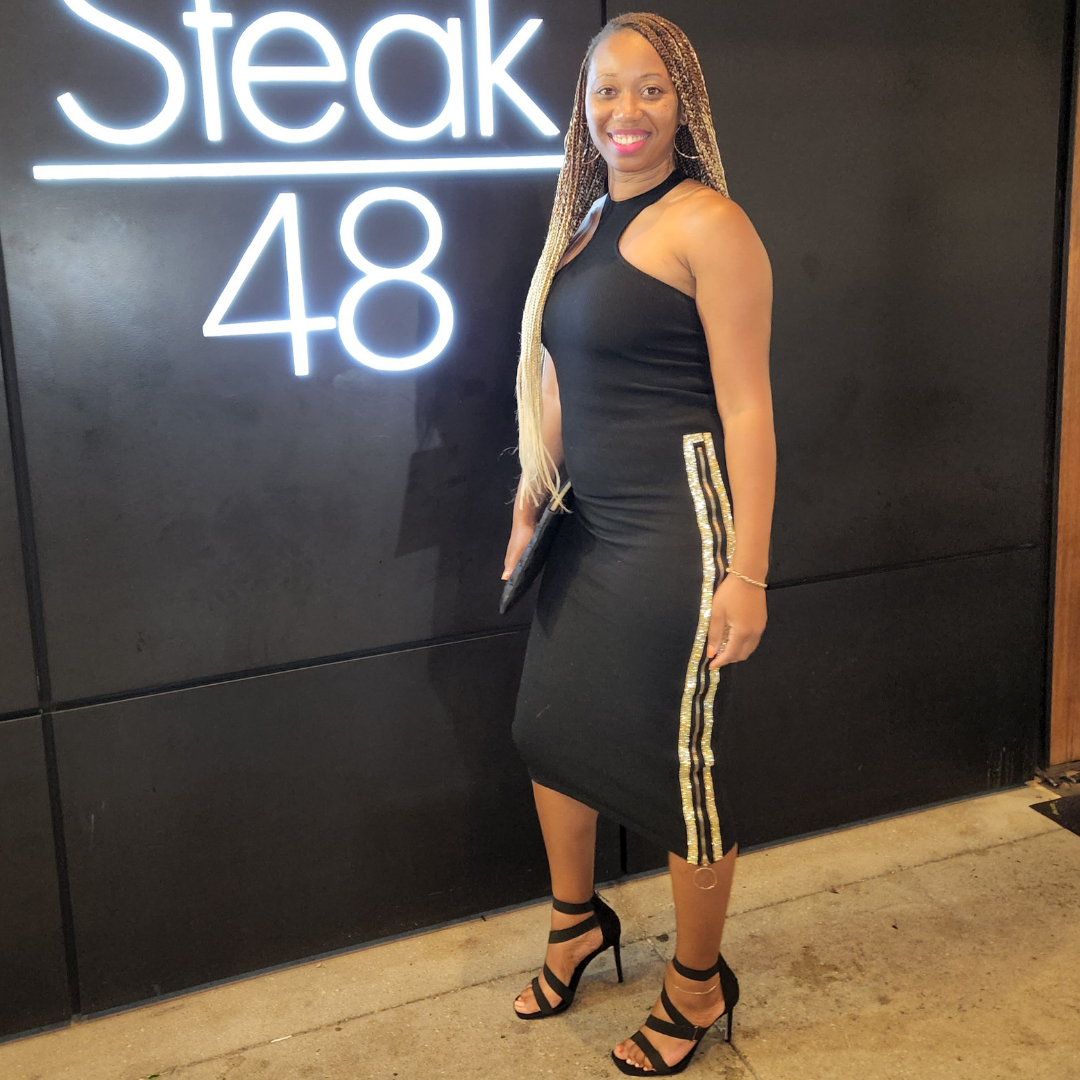 A Touch Of Gold Midi Dress Klas Boutique