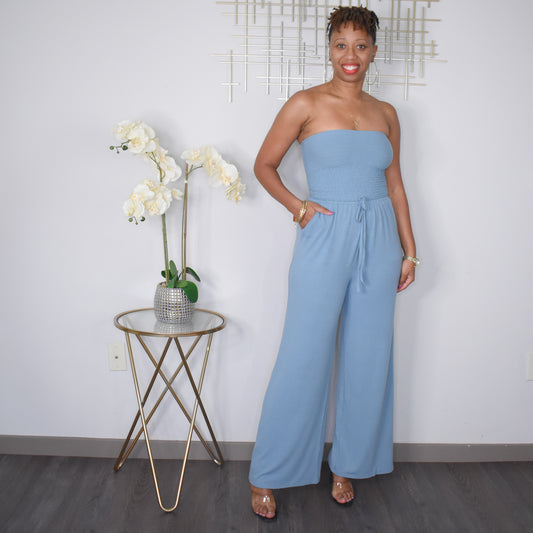 Lets Chill | Tube Jumpsuit - Blue Grey