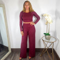Making Marks | Crop Top & Wide Leg Pant Set - Burgundy