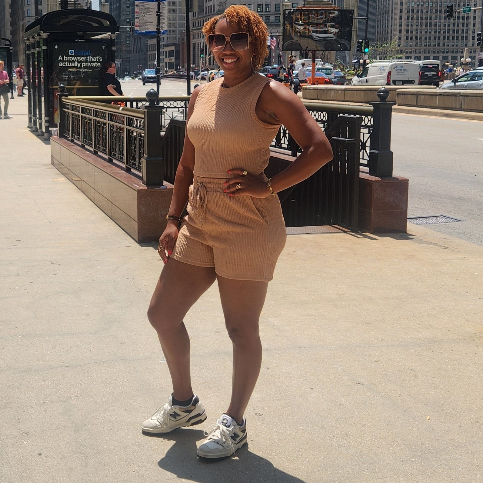 Stay Ready | Crinkle Knit Short Set - Beige