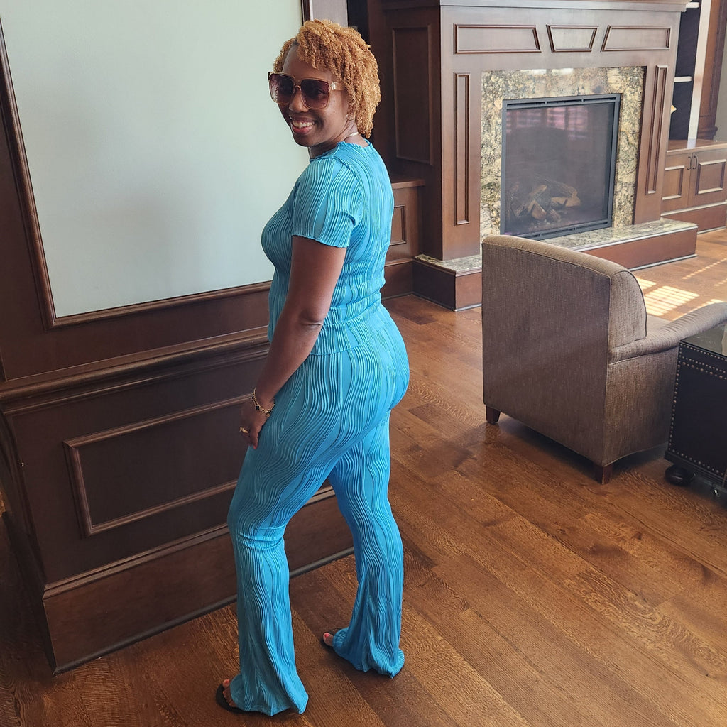 The Kiley Set | Textured Rib Two-Piece - Blue