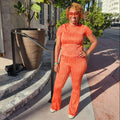 The Kiley Set | Textured Rib Two-Piece - Orange