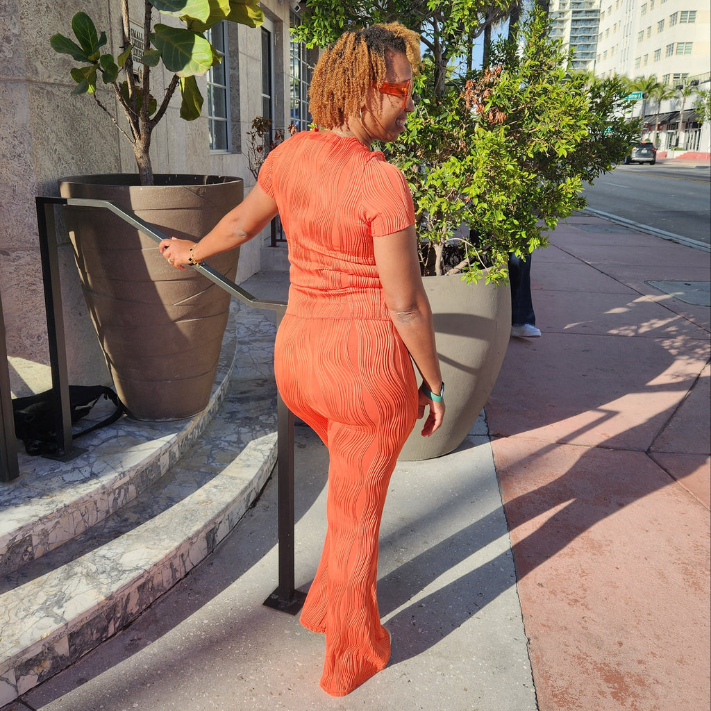 The Kiley Set | Textured Rib Two-Piece - Orange