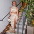 Spectacle | Metallic Crop Top & Skirt Set