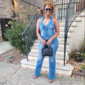 Crush Hour | Denim Halter Jumpsuit - Blue