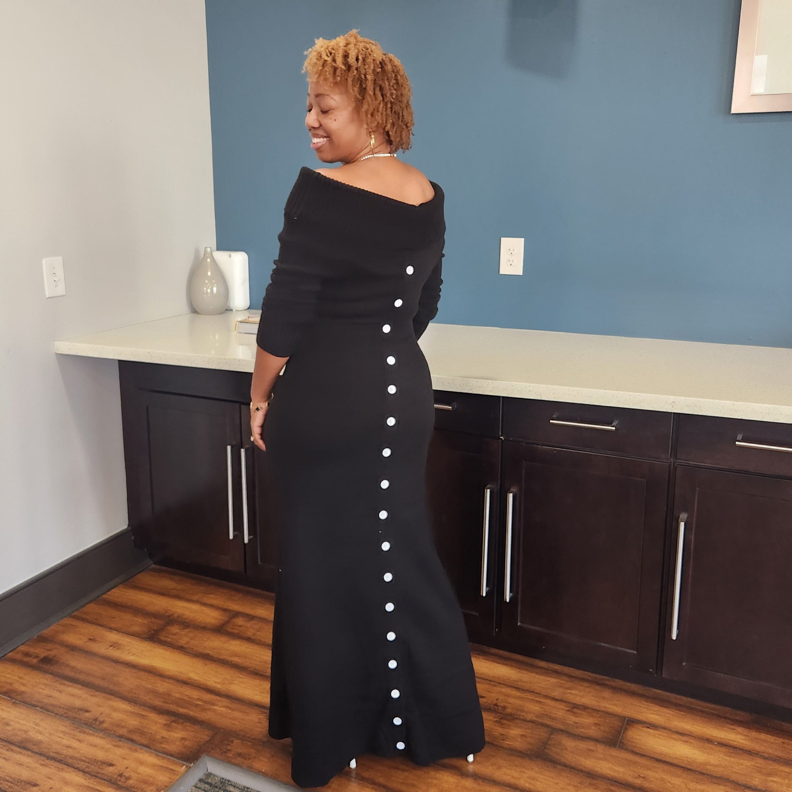 Double Take | Off-Shoulder Button Maxi
