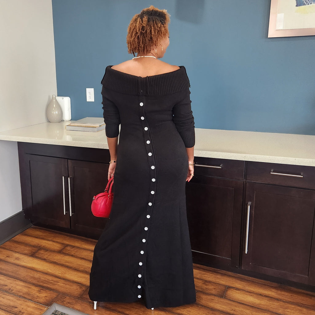 Double Take | Off-Shoulder Button Maxi