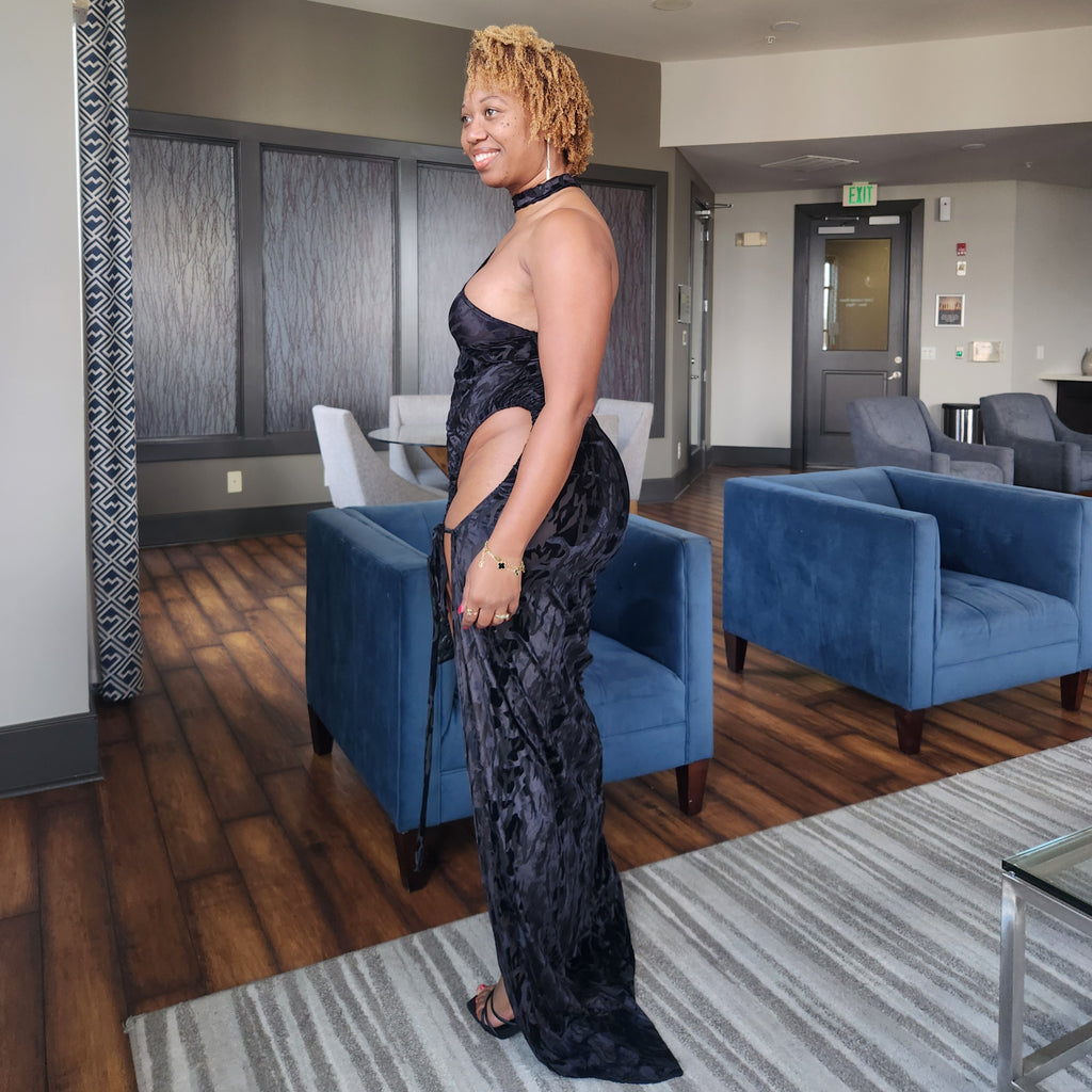 New Era | One-Shoulder Velvet Maxi Dress