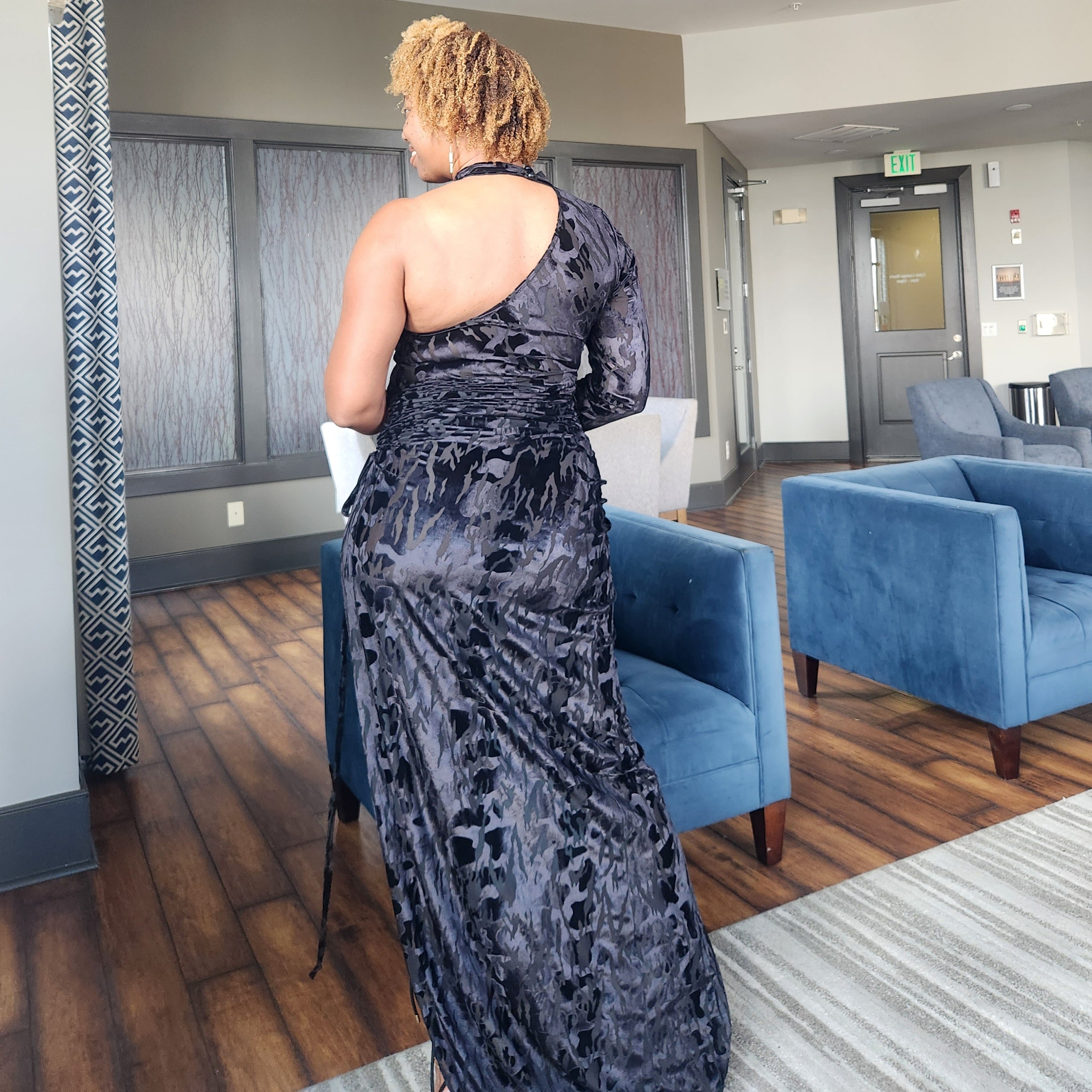 New Era | One-Shoulder Velvet Maxi Dress