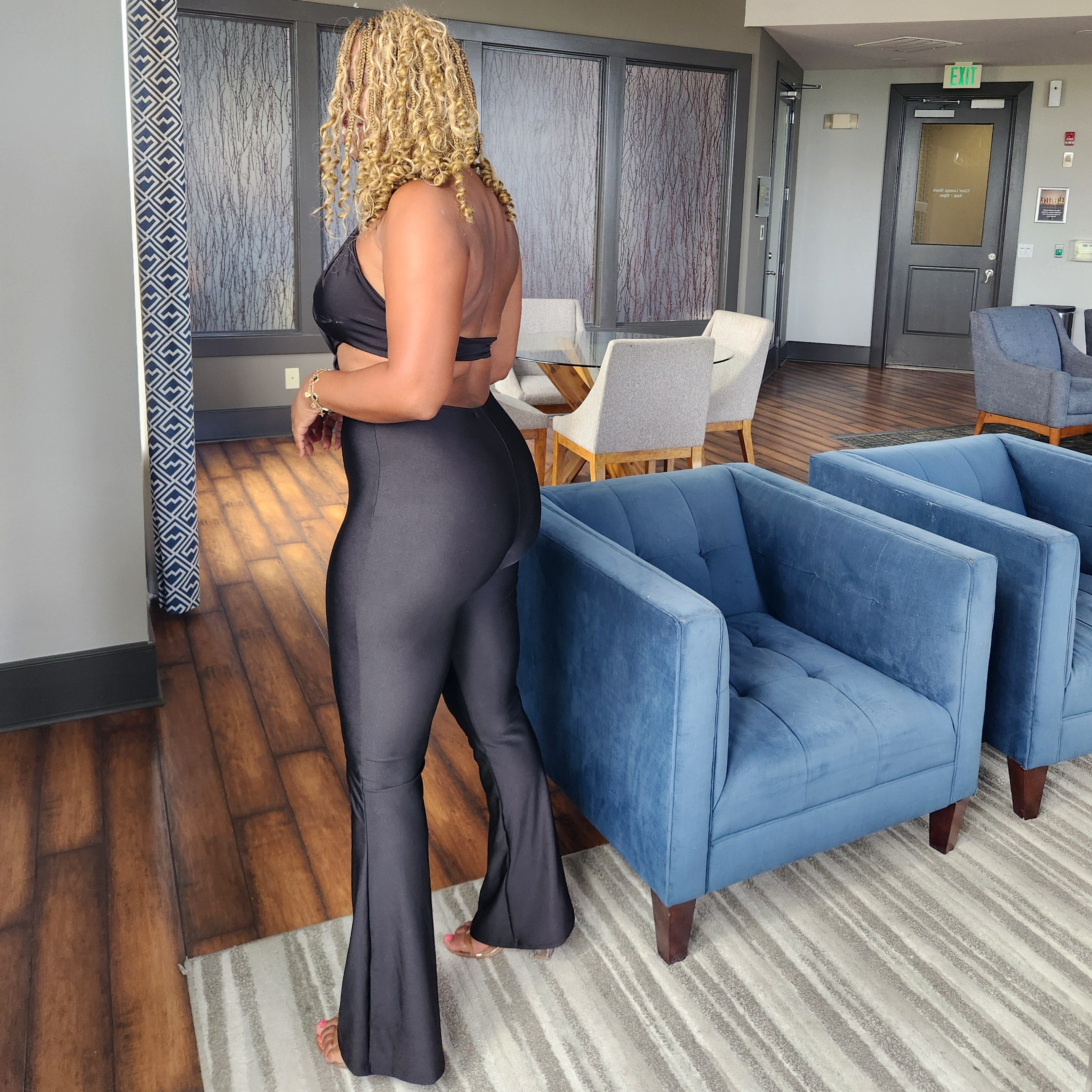 No Interruptions | Ring Detail Flare Jumpsuit – Black