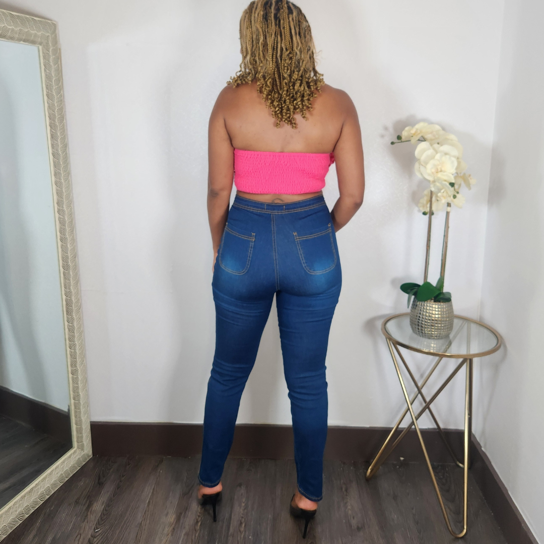 Flower Me | Rosette Bustier Crop Top - Pink