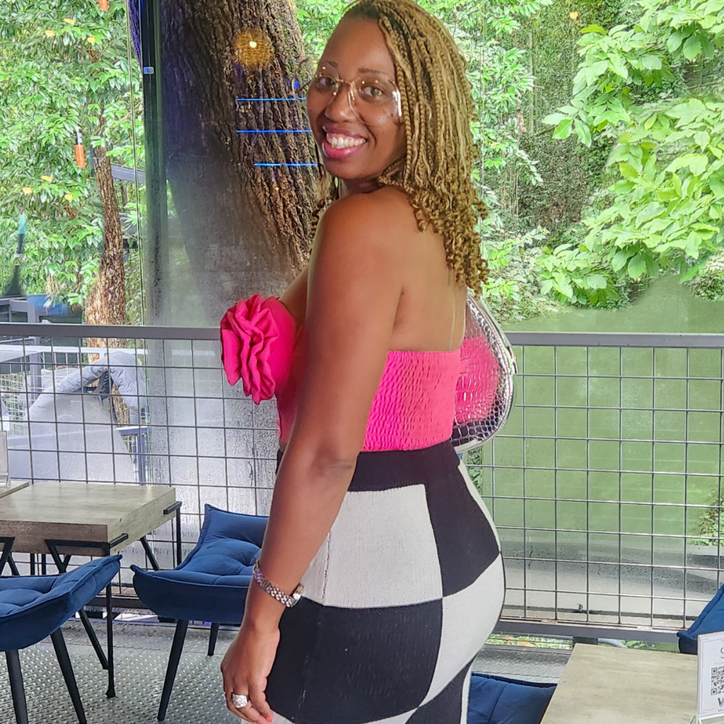 Flower Me | Rosette Bustier Crop Top - Pink