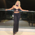 No Invite | Cropped Halter Top and Flare Pant Knit Set