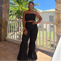 Ruffle Me Up | Smocked Tube Top & Ruffle Pants Set - Black
