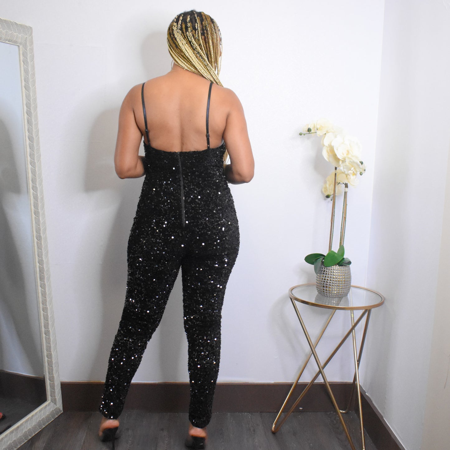 Dazzling Demeanor | Velvet Sequins Jumpsuit