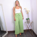 Walk It Out | Loose Wide Leg Pant - Herb