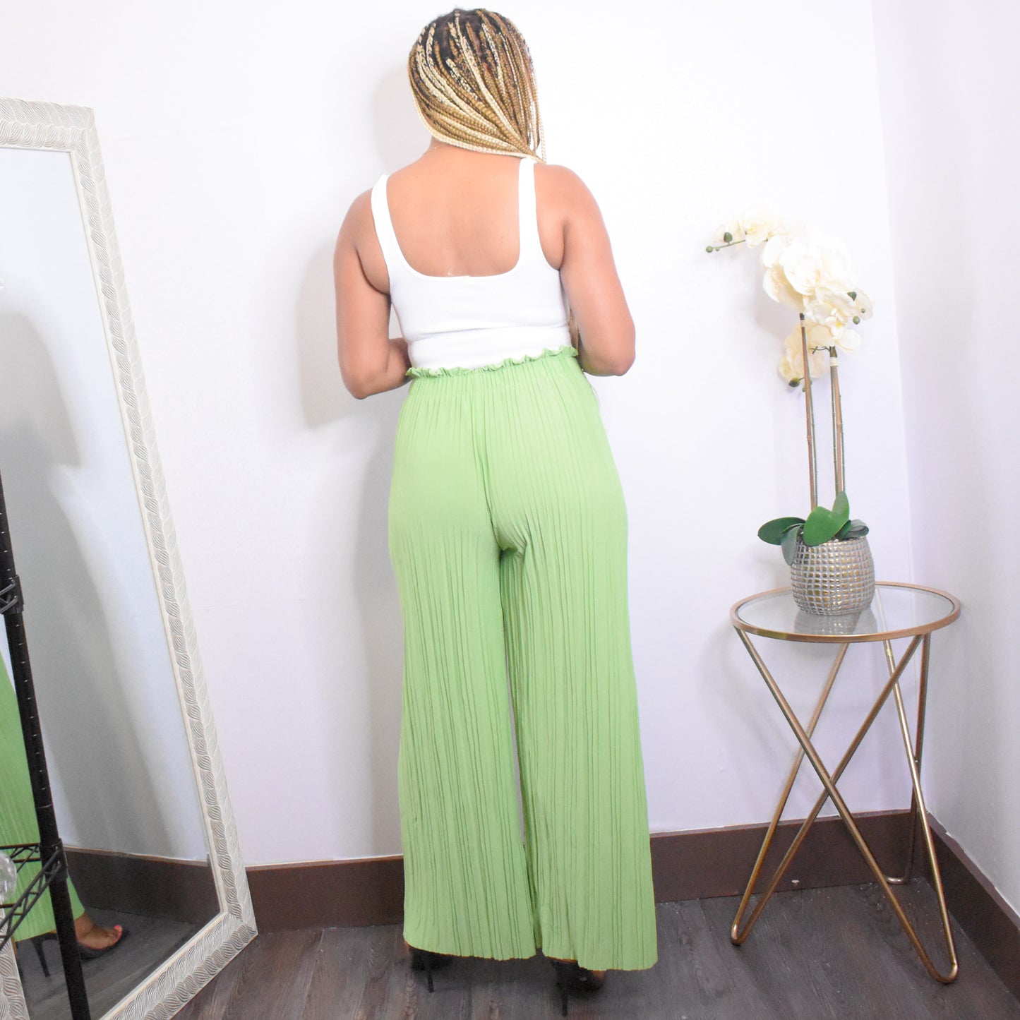 Walk It Out | Loose Wide Leg Pant - Herb