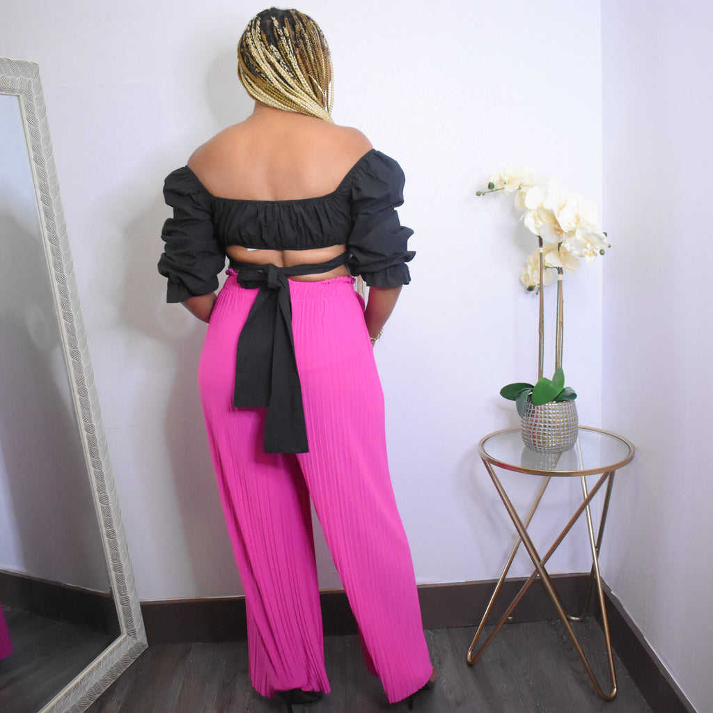 Walk It Out | Loose Wide Leg Pant - Fuchsia