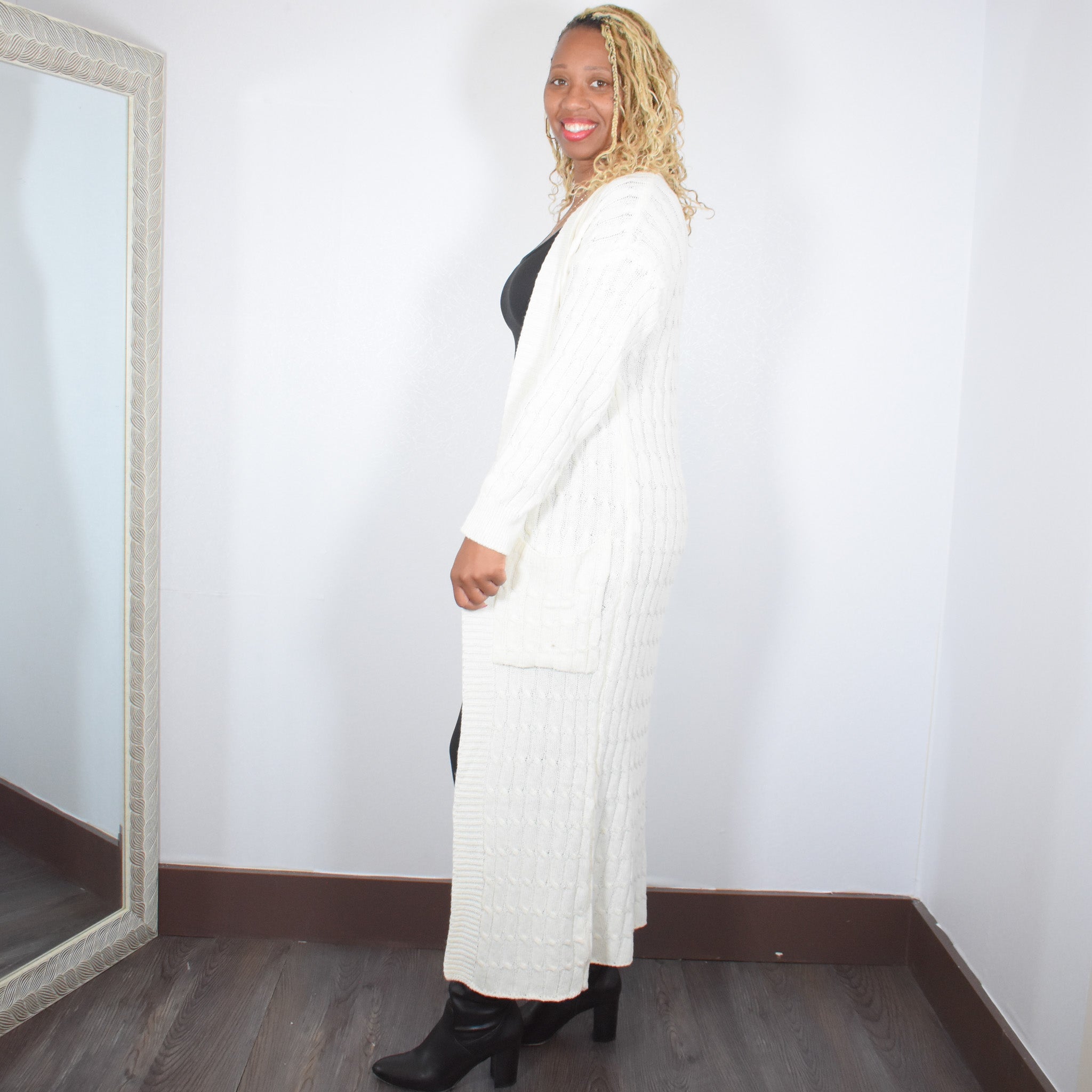 Staying In | Knit Long Cardigan Sweater - Ivory