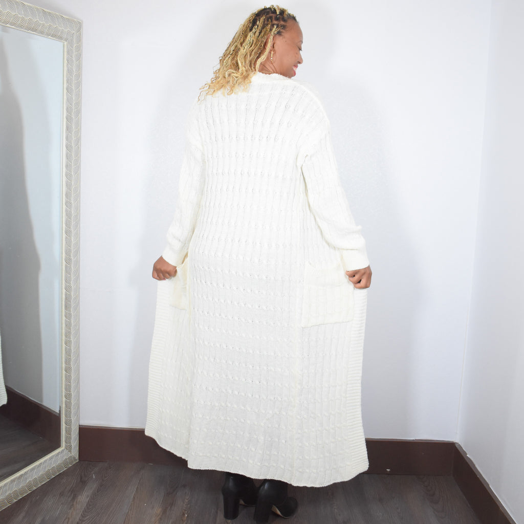 Staying In | Knit Long Cardigan Sweater - Ivory