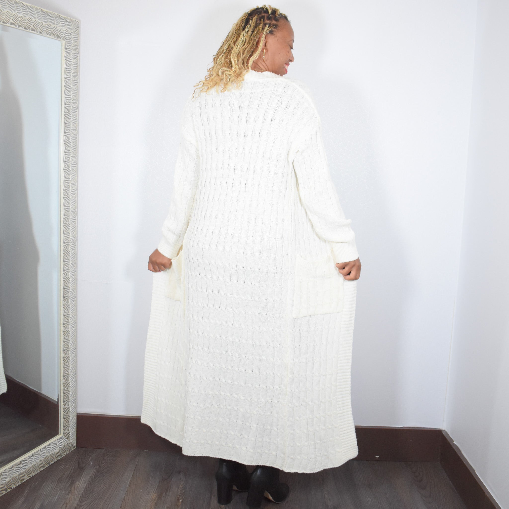 Staying In | Knit Long Cardigan Sweater - Ivory