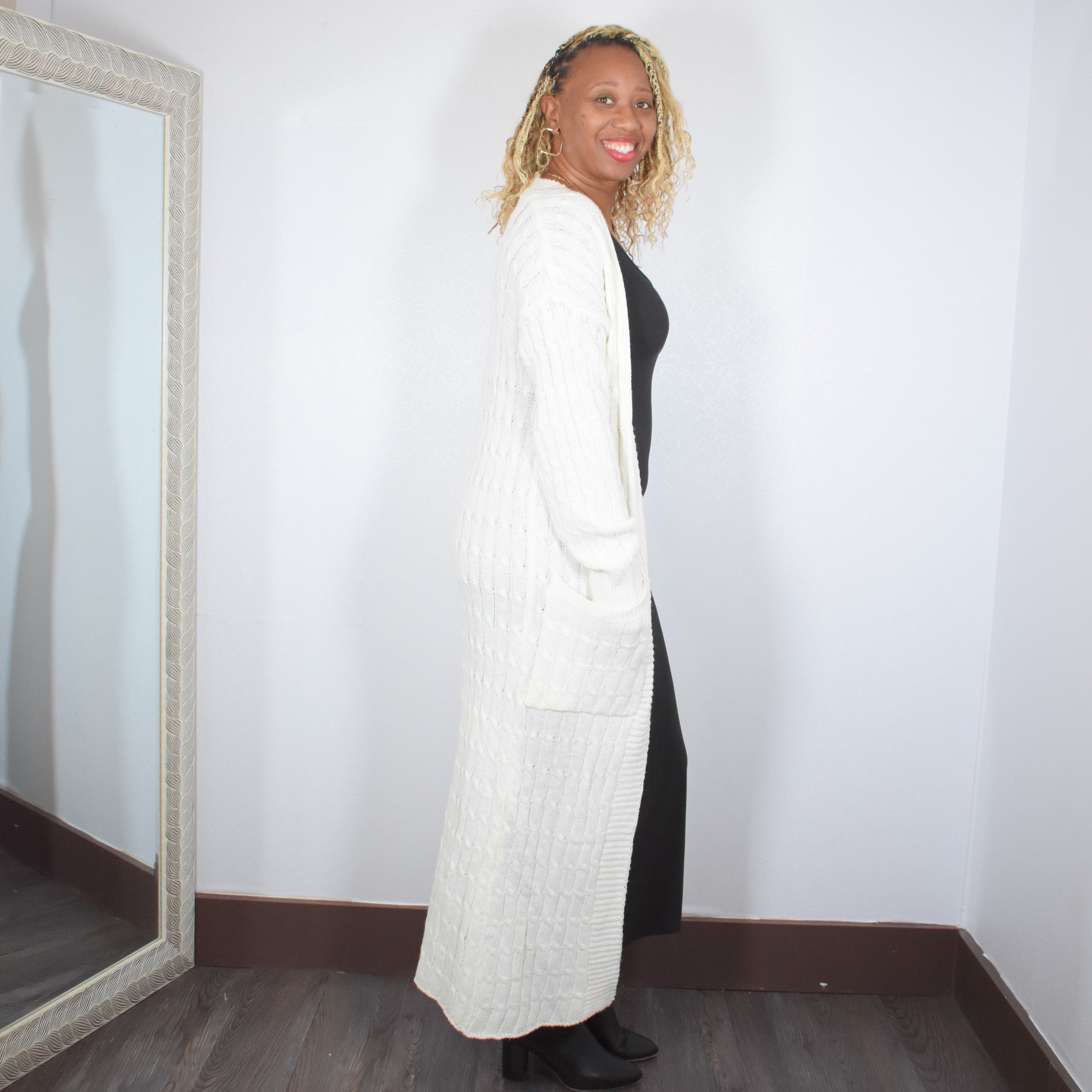 Staying In | Knit Long Cardigan Sweater - Ivory