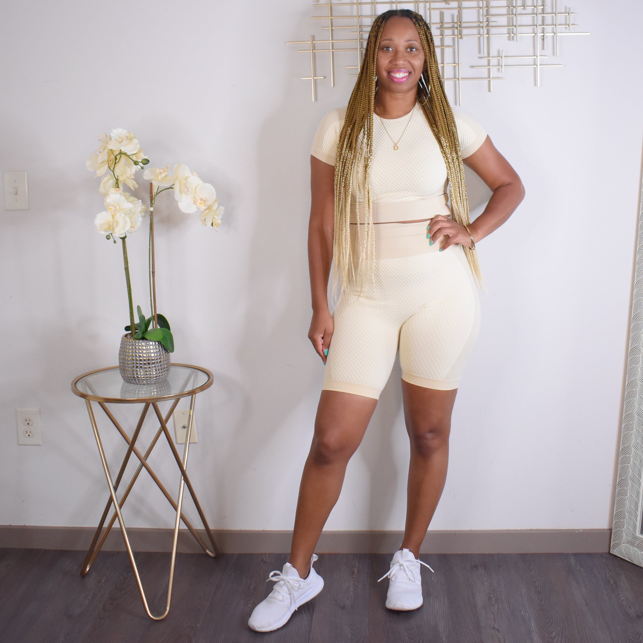 Shawty Active |  Crop Top & Short Activewear Set - Nude