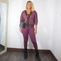 Mix It Up | Cable Knit Cardigan And Legging Set - Eggplant