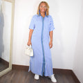 Life's A Breeze | Striped Button Down Shirt Dress - Blue