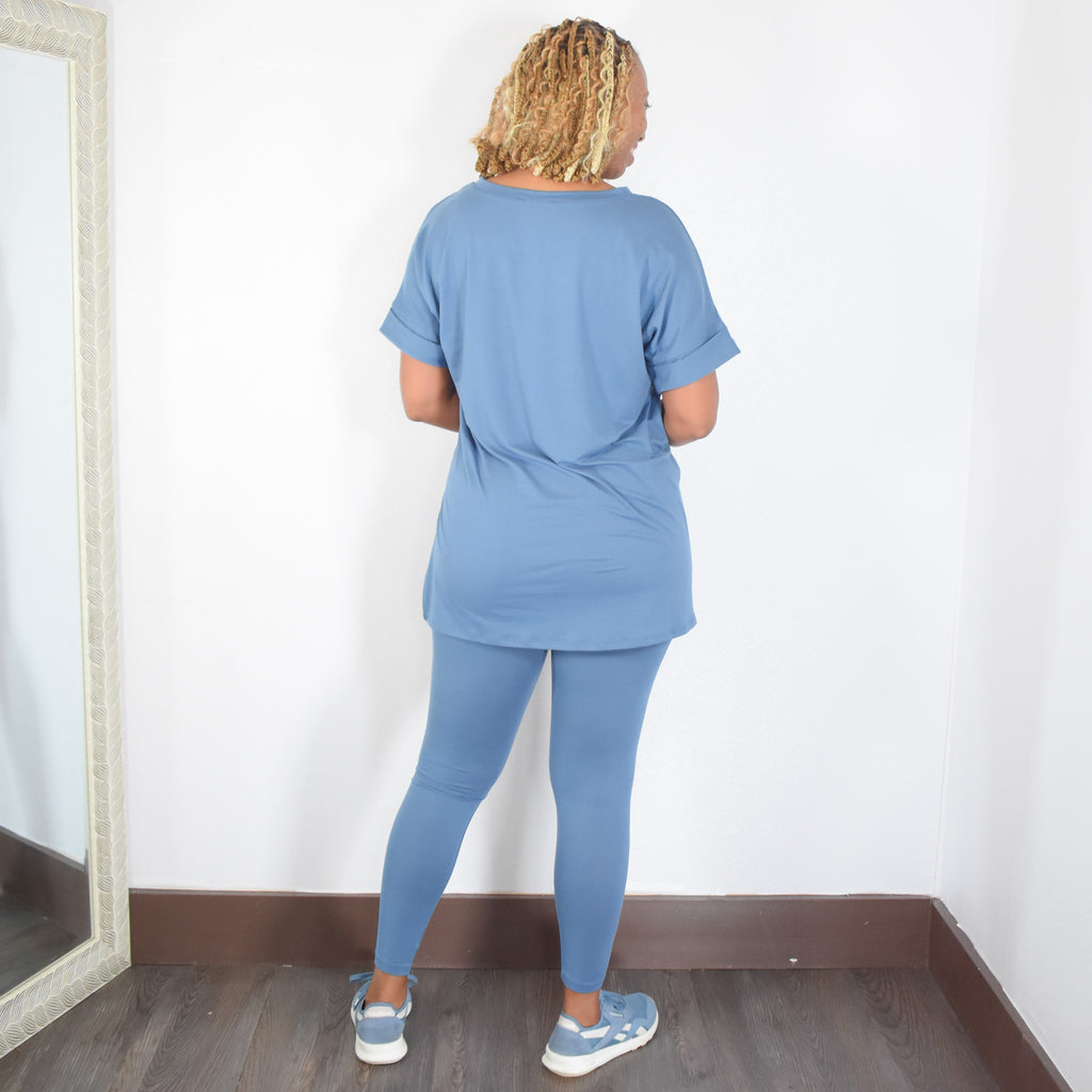 Breathless | High waist Legging Set - Dusty Blue
