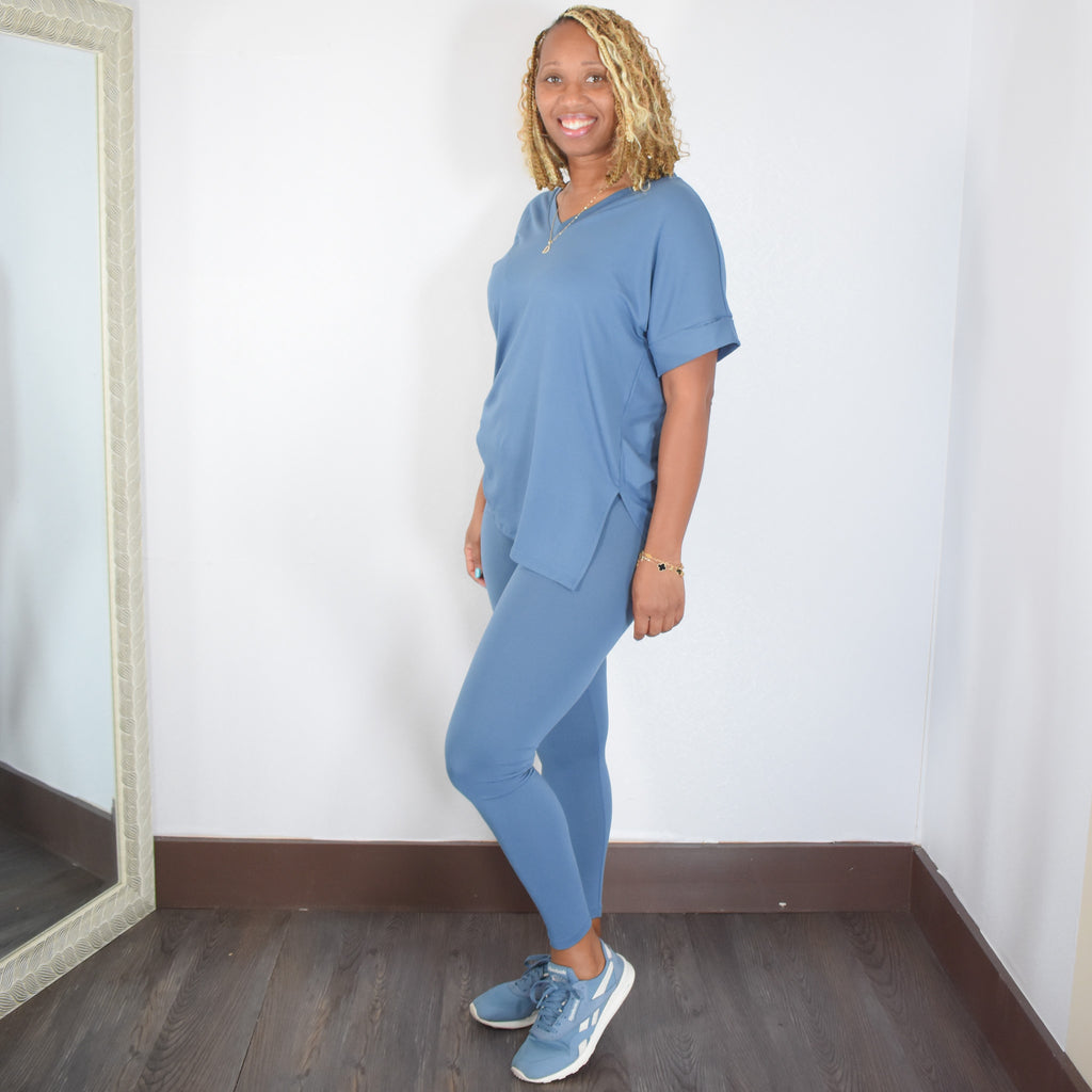 Breathless | High waist Legging Set - Dusty Blue