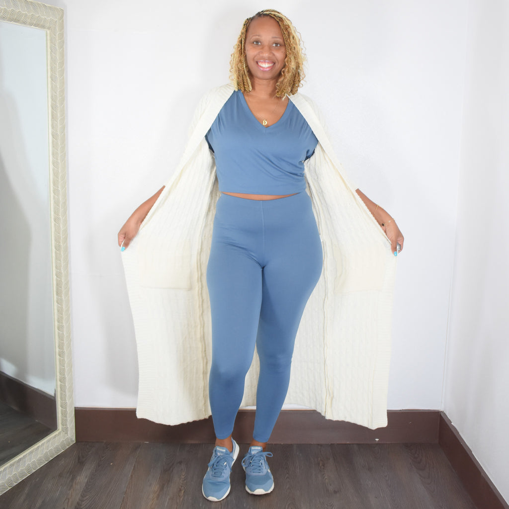 Breathless | High waist Legging Set - Dusty Blue