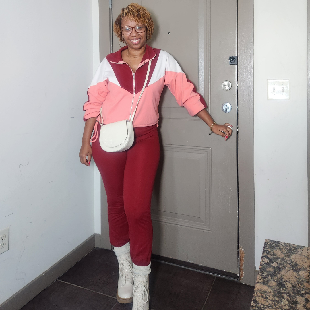 Blocking Energy | Zip Up Jacket & Flare Pant Set - Wine