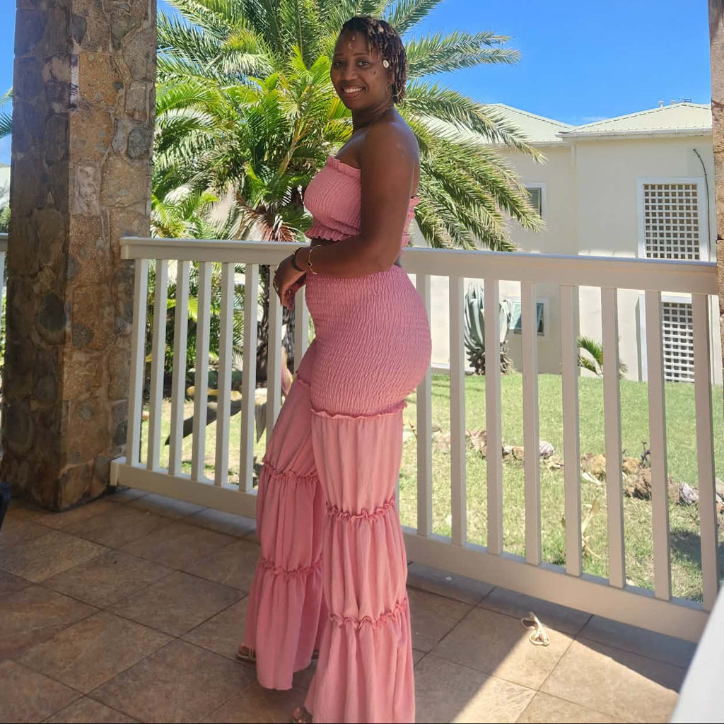 Ruffle Me Up | Smocked Tube Top & Ruffle Pants Set - Pink