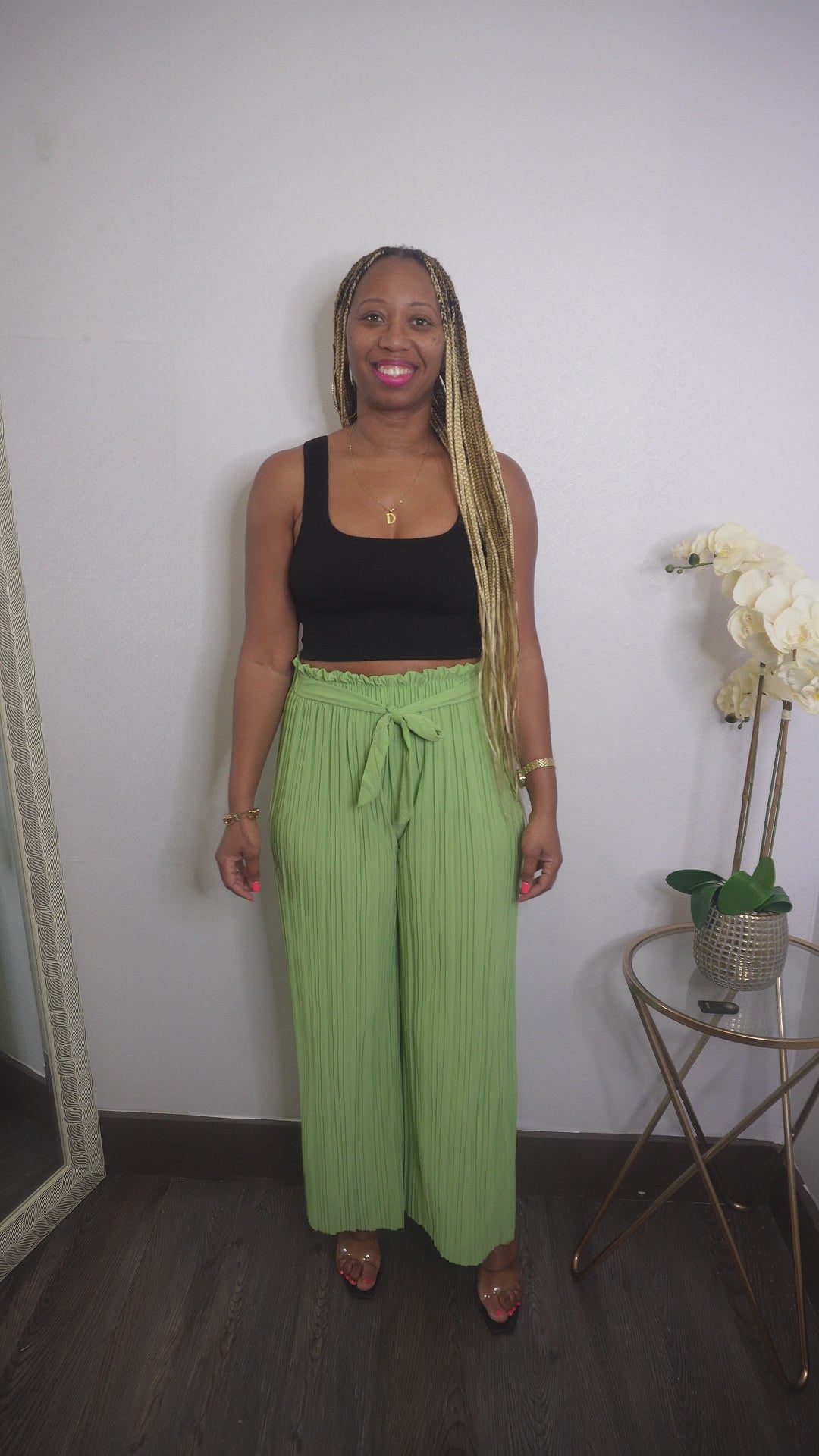 Walk It Out | Loose Wide Leg Pant - Herb