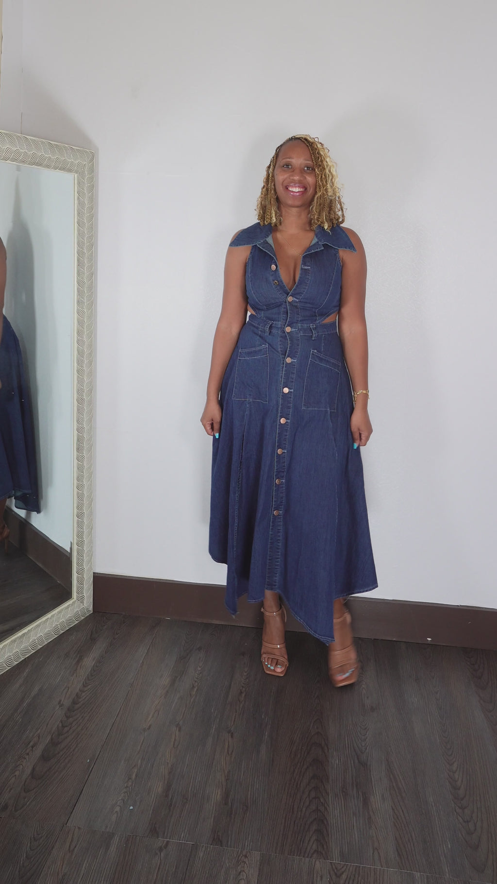 Like Her | Denim Maxi Open Back Dress