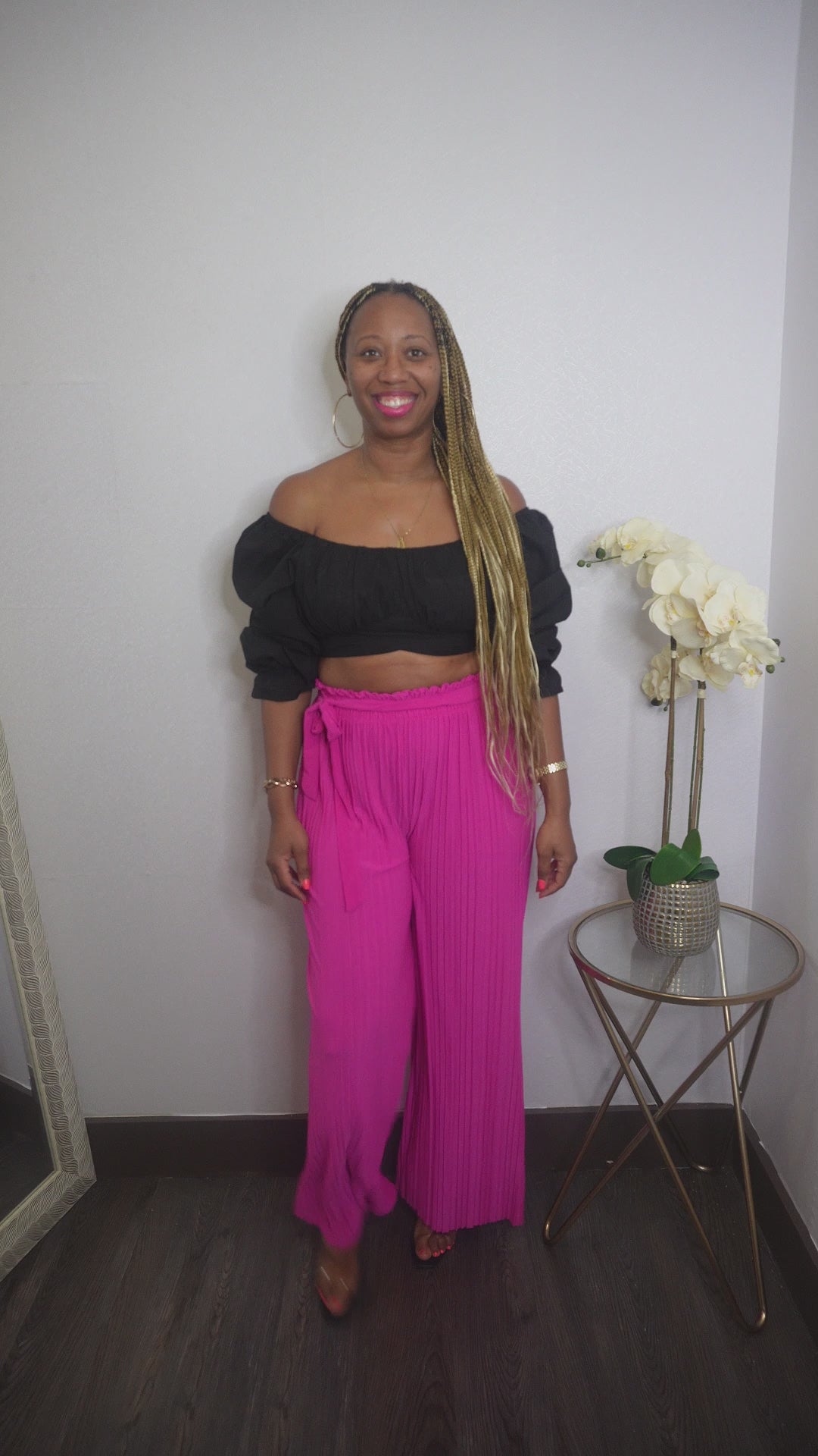 Walk It Out | Loose Wide Leg Pant - Fuchsia