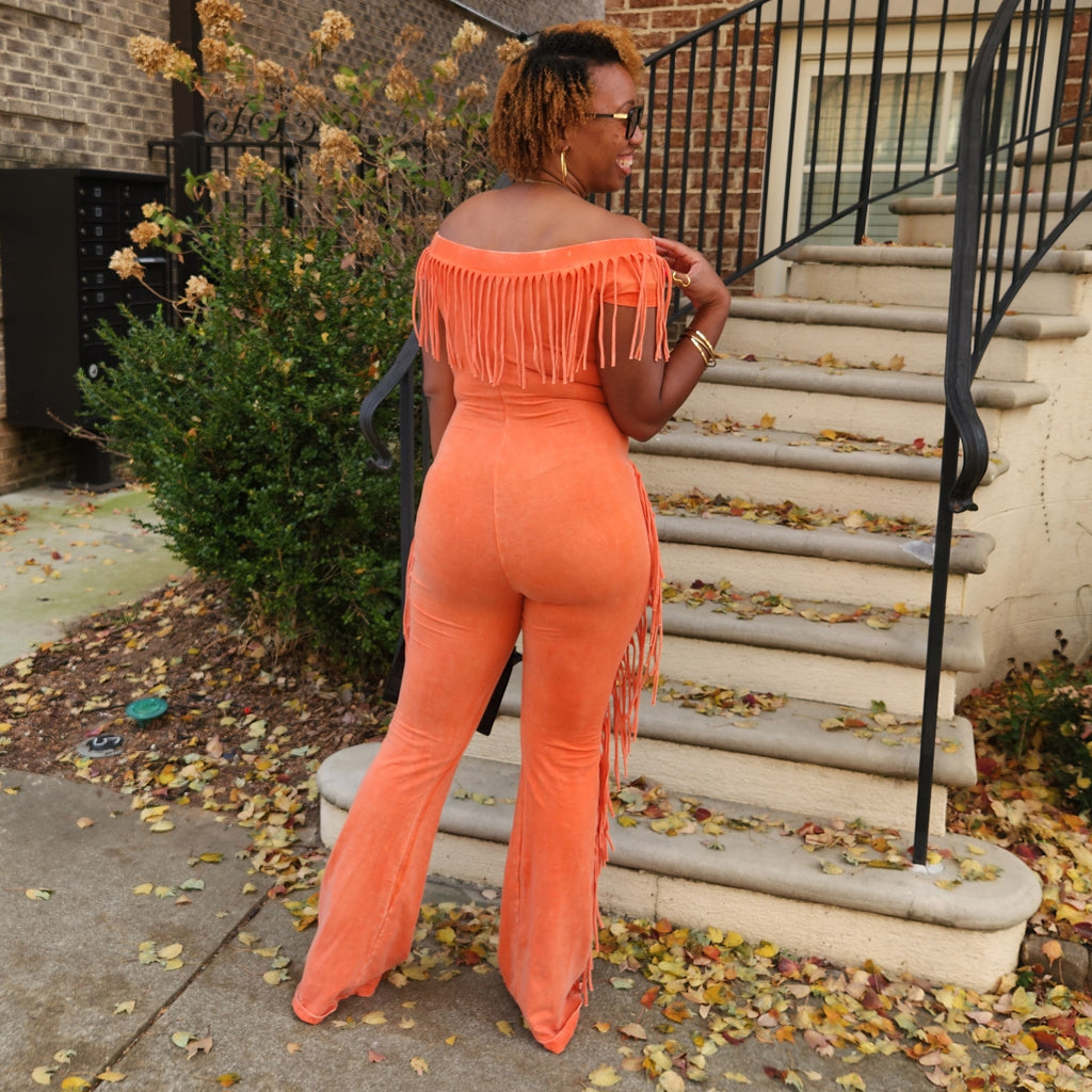 Fringe Benefit | Off-Shoulder Jumpsuit - Orange
