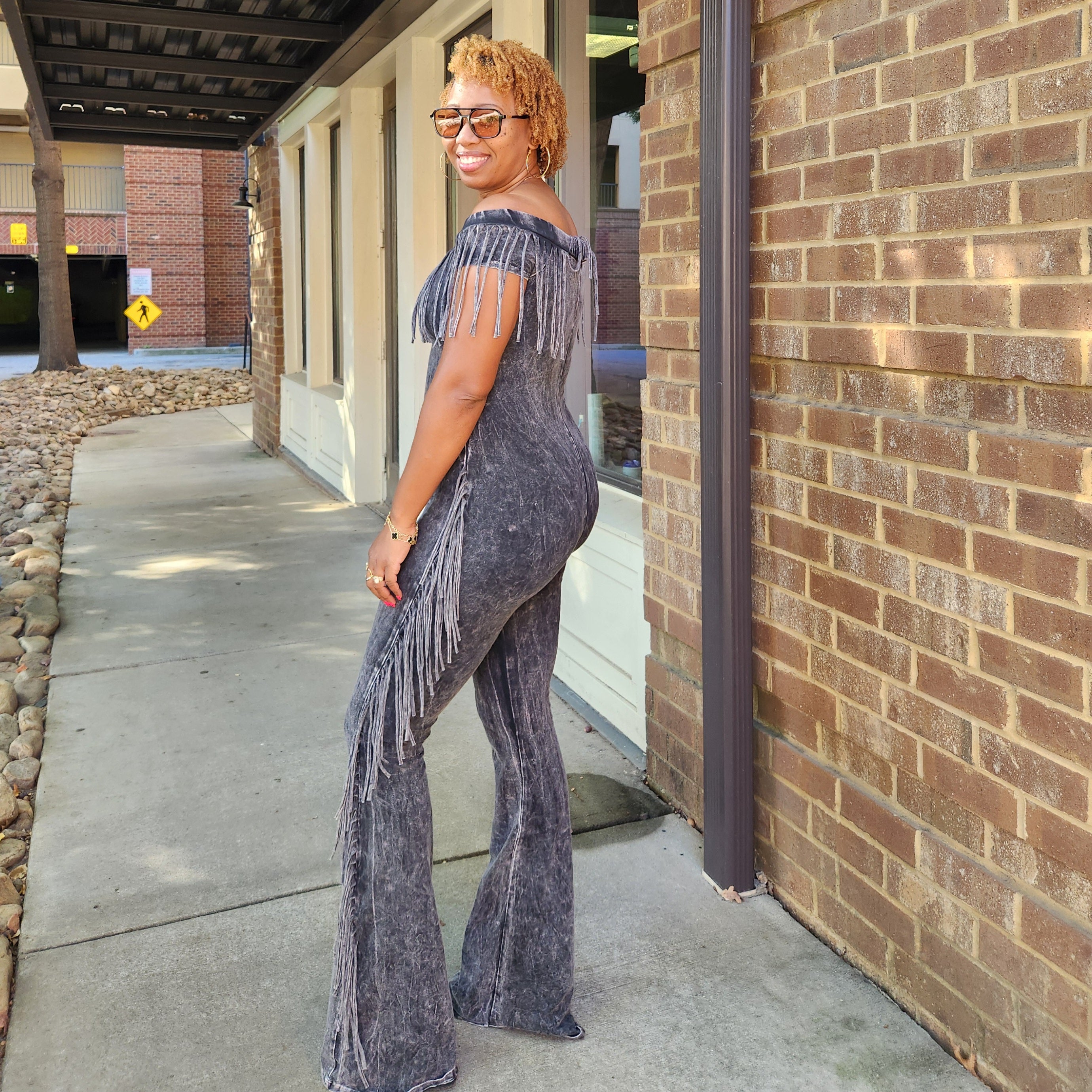 Fringe Benefit | Off-Shoulder Jumpsuit - Black