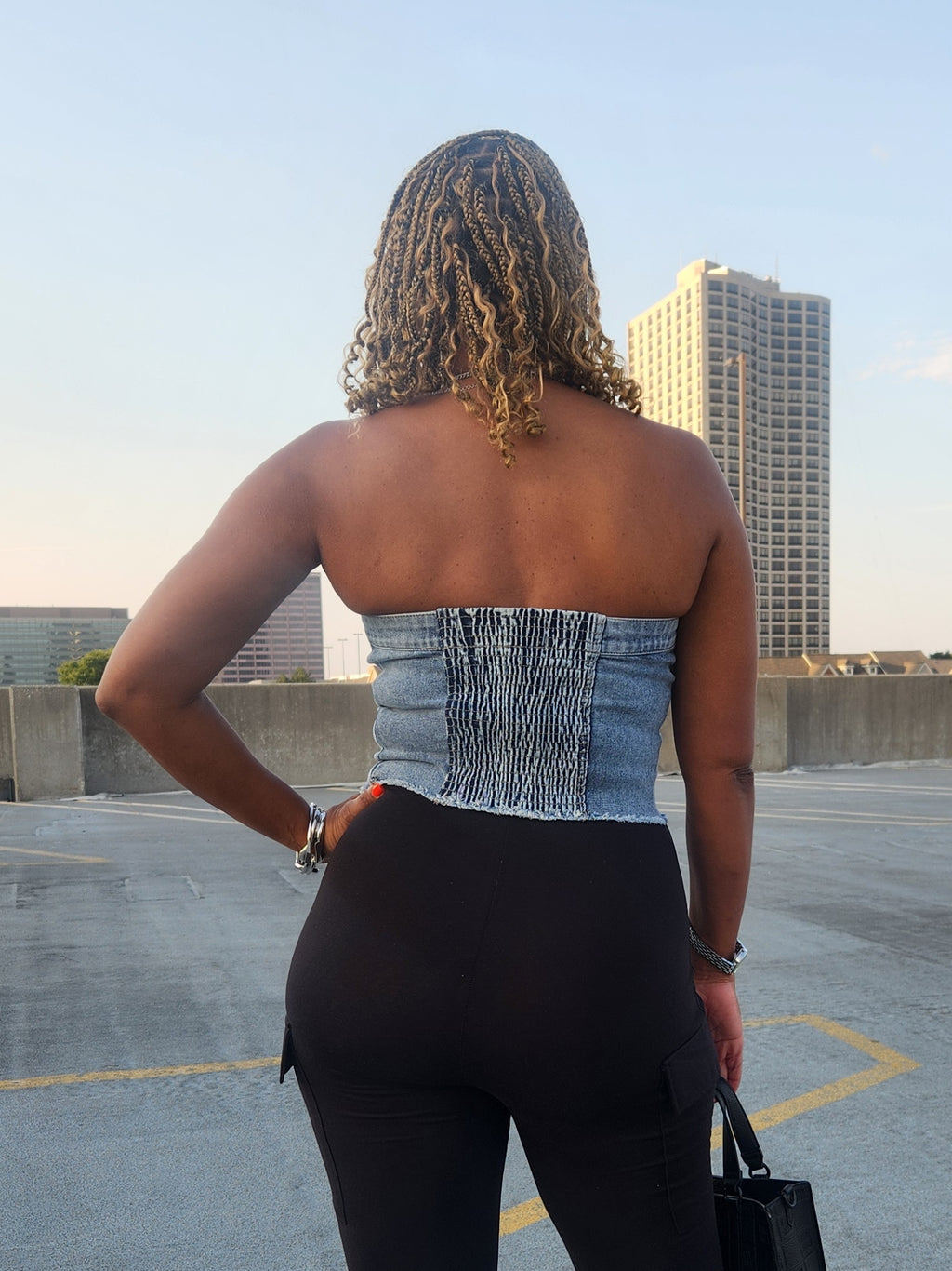 Serving Daily | Denim Bustier Top