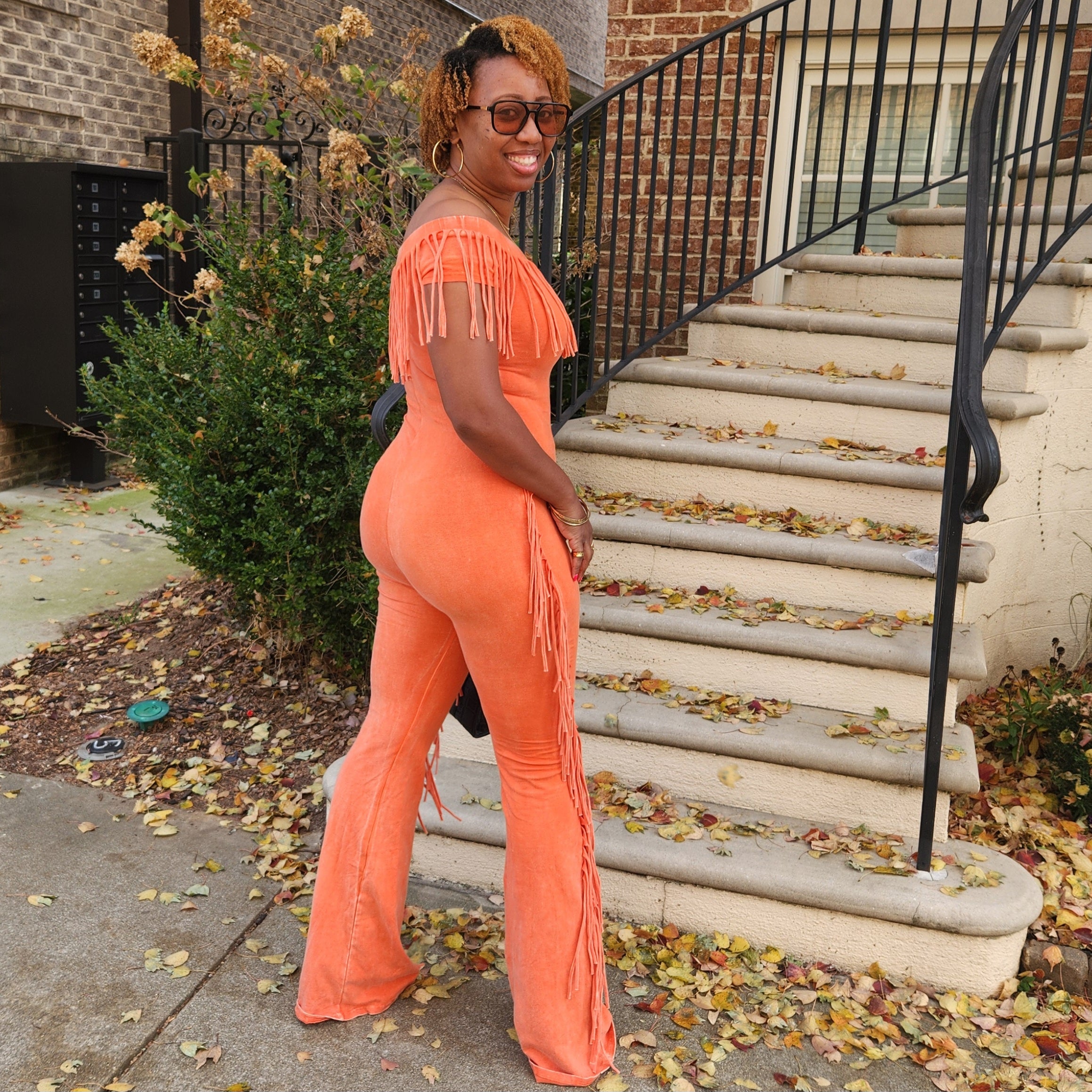 Fringe Benefit | Off-Shoulder Jumpsuit - Orange
