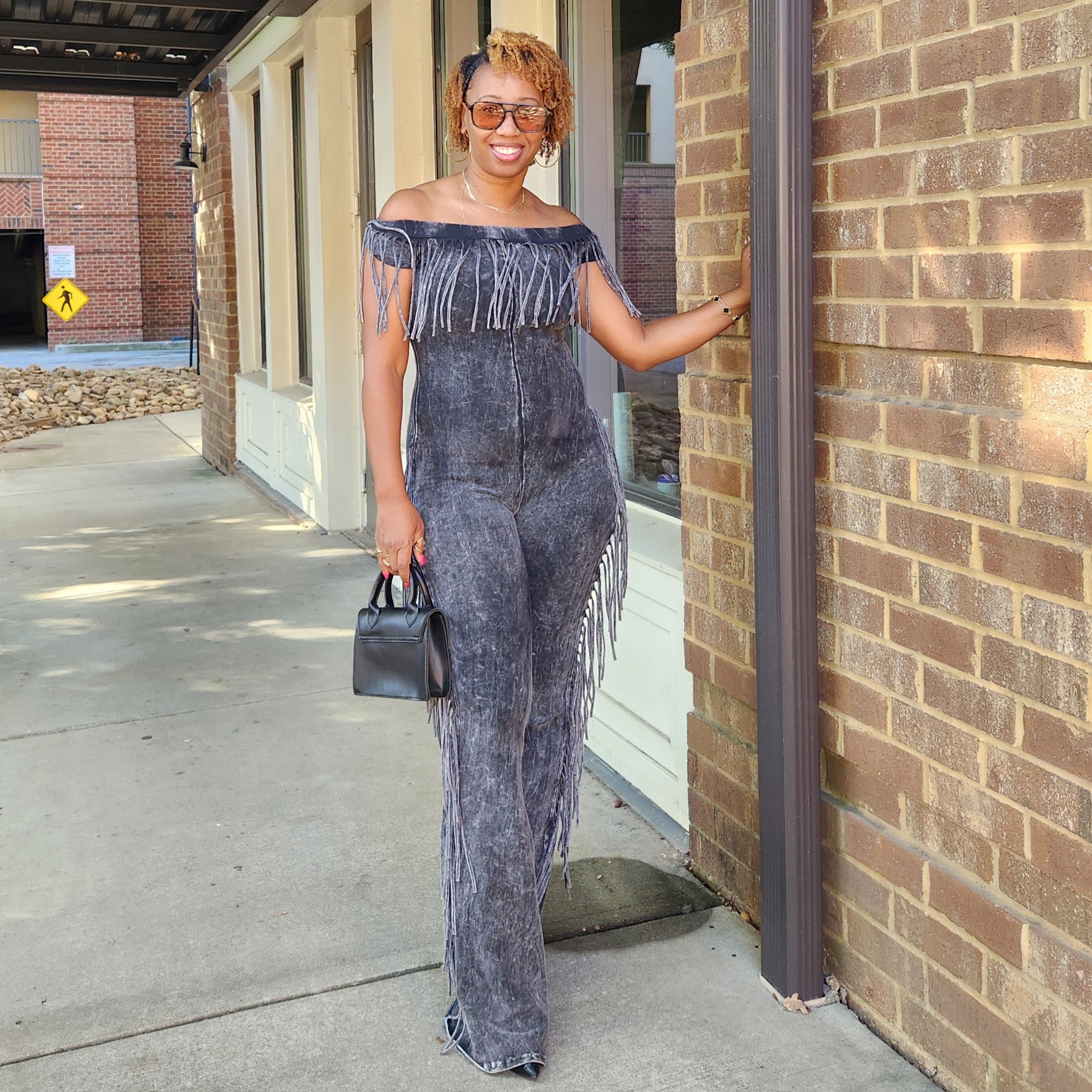 Fringe Benefit | Off-Shoulder Jumpsuit - Black