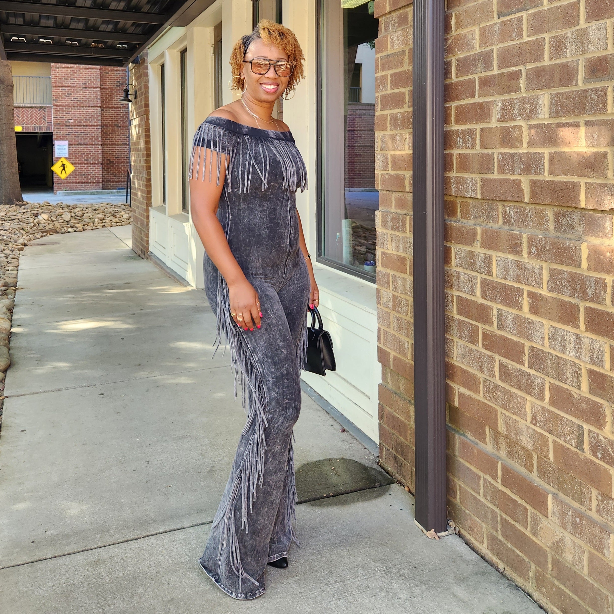 Fringe Benefit | Off-Shoulder Jumpsuit - Black