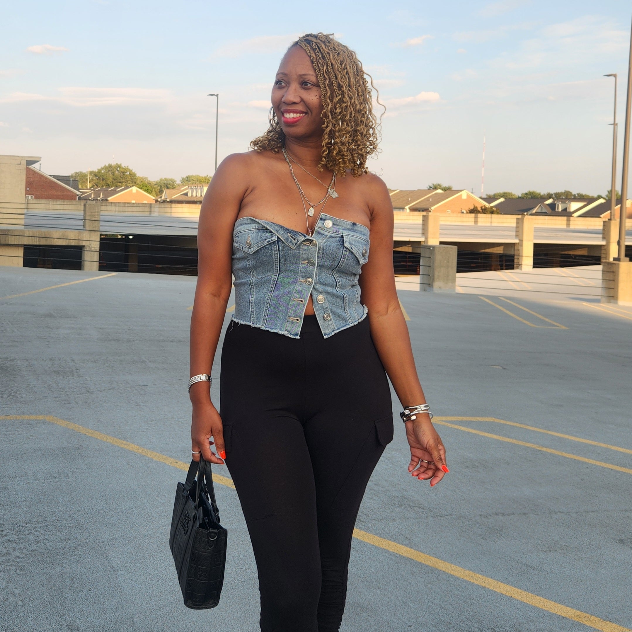 Serving Daily | Denim Bustier Top