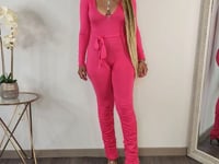 Stacked So Good | Deep V Ruched Leg Jumpsuit