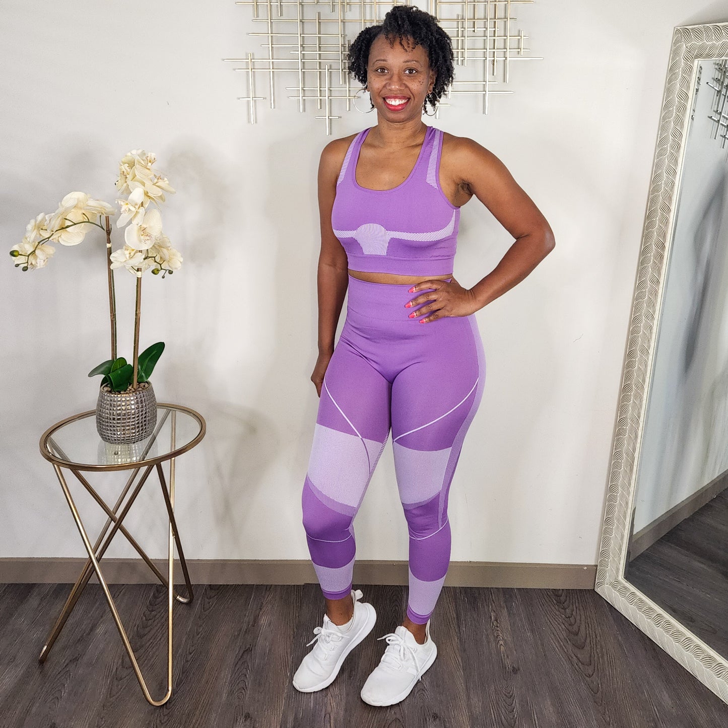 Easy And Simple | Seamless Racerback Top And Legging Set - Purple