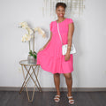 Ruffle My Feathers  | Ruffle Sleeve Tiered Dress - Fuchsia